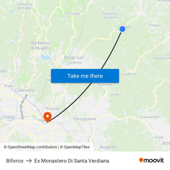 Biforco to Ex Monastero Di Santa Verdiana map