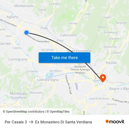 To Casale 3 to Former Monastery of Santa Verdiana map