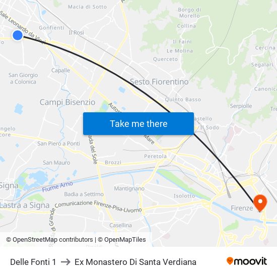 Delle Fonti 1 to Ex Monastero Di Santa Verdiana map