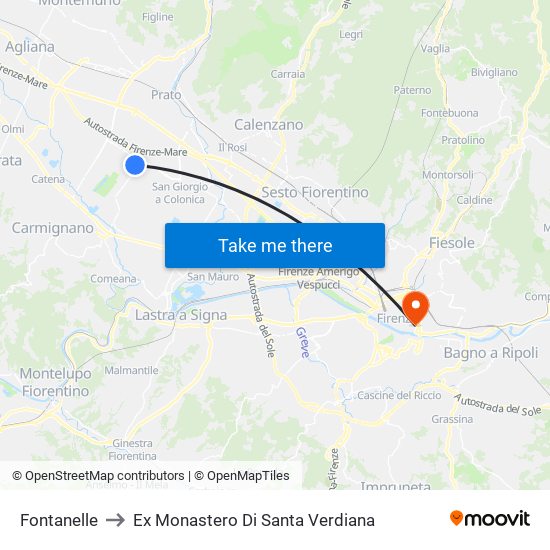 Fontanelle to Ex Monastero Di Santa Verdiana map