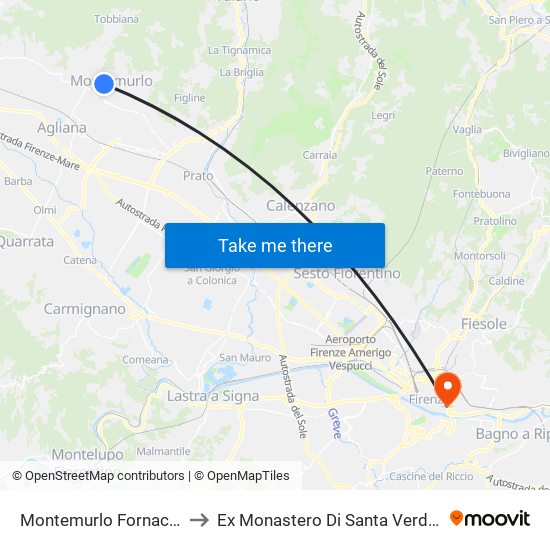 Montemurlo Fornacelle to Ex Monastero Di Santa Verdiana map