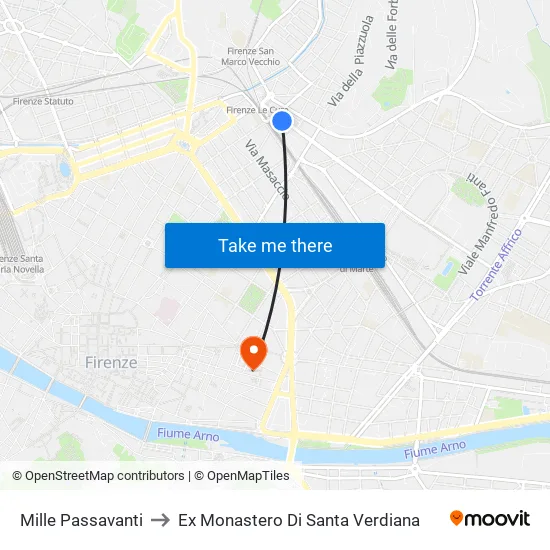 Mille Passavanti to Ex Monastero Di Santa Verdiana map