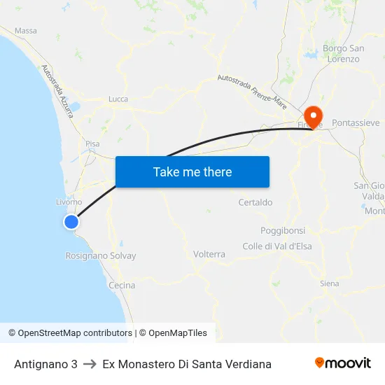 Antignano 3 to Former Monastery of Santa Verdiana map