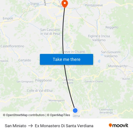 San Miniato to Ex Monastero Di Santa Verdiana map