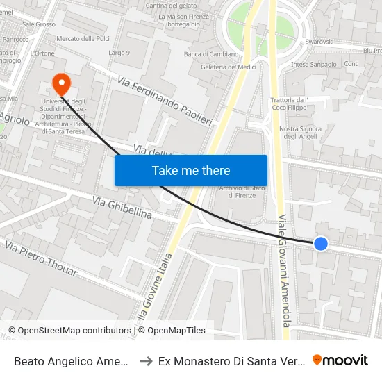 Beato Angelico Amendola to Former Monastery of Santa Verdiana map