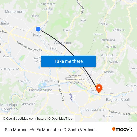 San Martino to Ex Monastero Di Santa Verdiana map