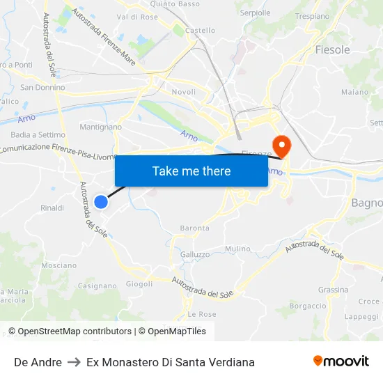 De Andre to Former Monastery of Santa Verdiana map