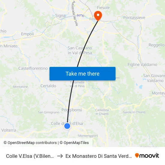 Colle Val d'Elsa (Via Bilenchi) to Former Monastery of Santa Verdiana map