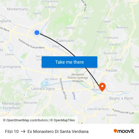 Filzi 10 to Former Monastery of Santa Verdiana map