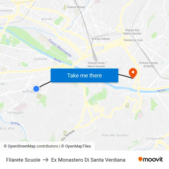 Filarete Schools to Former Monastery of Santa Verdiana map