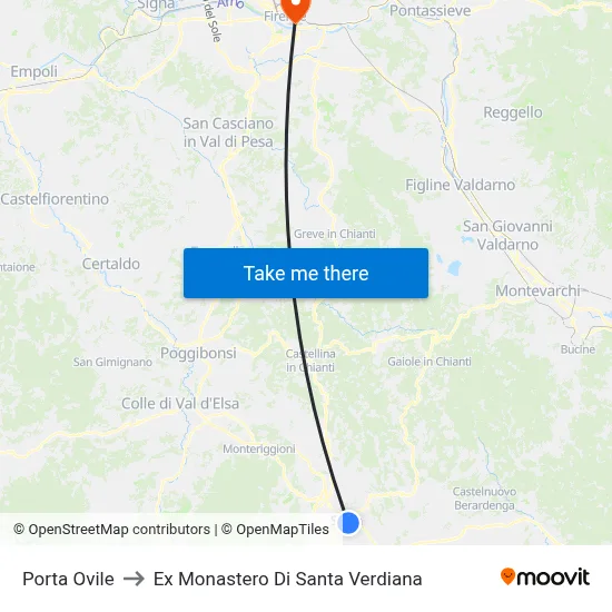 Porta Ovile to Former Monastery of Santa Verdiana map