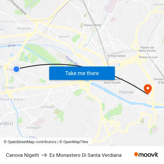 Canova Nigetti to Former Monastery of Santa Verdiana map