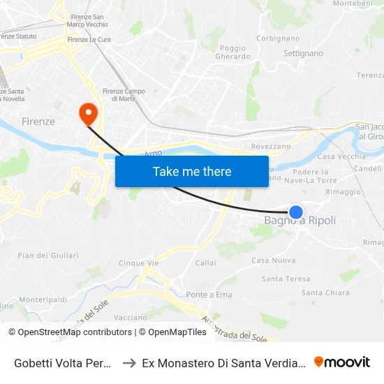 Gobetti Volta Perosi to Former Monastery of Santa Verdiana map