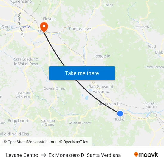 Levane Center to Former Monastery of Santa Verdiana map