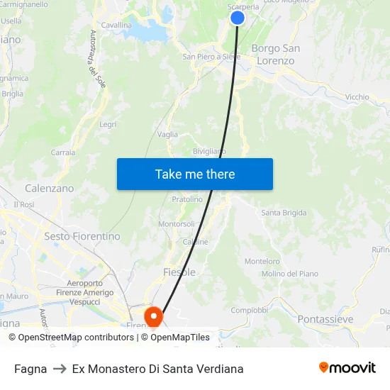 Fagna to Former Monastery of Santa Verdiana map