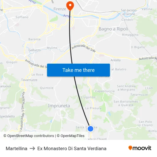 Martellina to Former Monastery of Santa Verdiana map
