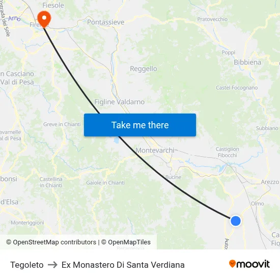Tegoleto to Former Monastery of Santa Verdiana map