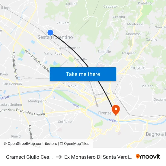 Gramsci Giulio Cesare to Former Monastery of Santa Verdiana map