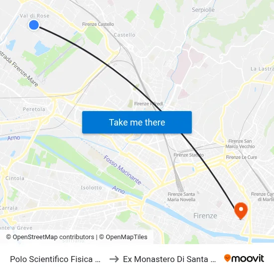 Scientific Center Nuclear Physics to Former Monastery of Santa Verdiana map