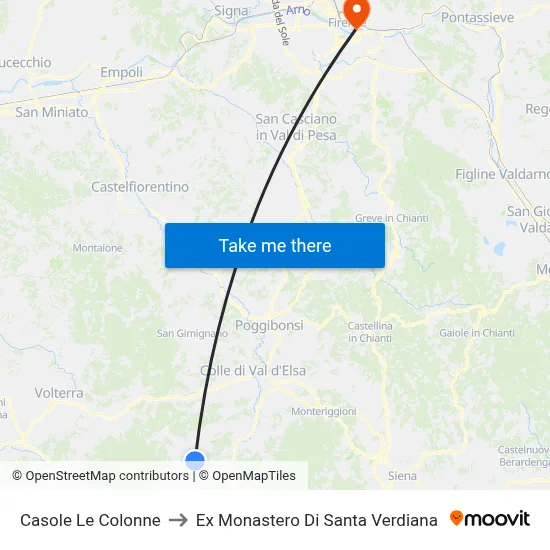 Casole Le Colonne to Former Monastery of Santa Verdiana map