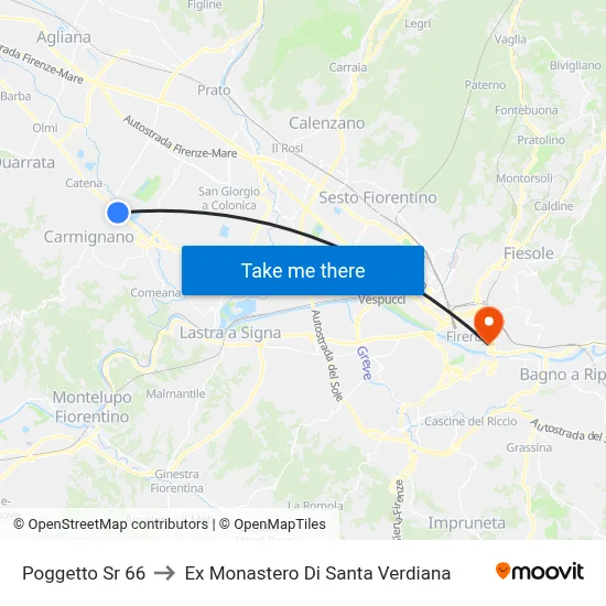 Poggetto State Road 66 to Former Monastery of Santa Verdiana map