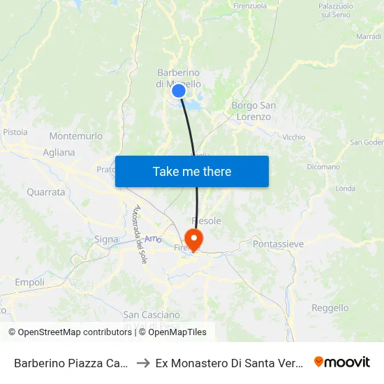 Barberino Piazza Cavour to Former Monastery of Santa Verdiana map