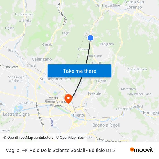 Vaglia to Polo Delle Scienze Sociali - Edificio D15 map