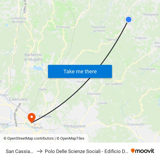 San Cassiano to Polo Delle Scienze Sociali - Edificio D15 map