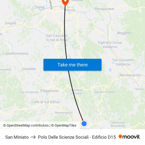 San Miniato to Polo Delle Scienze Sociali - Edificio D15 map