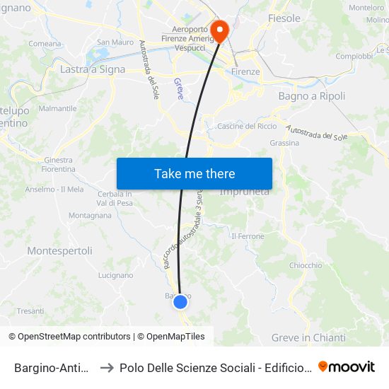 Bargino-Antinori to Polo Delle Scienze Sociali - Edificio D15 map