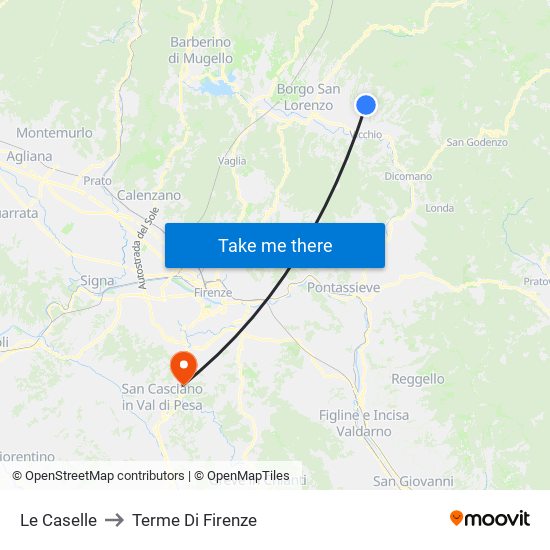 Le Caselle to Terme Di Firenze map