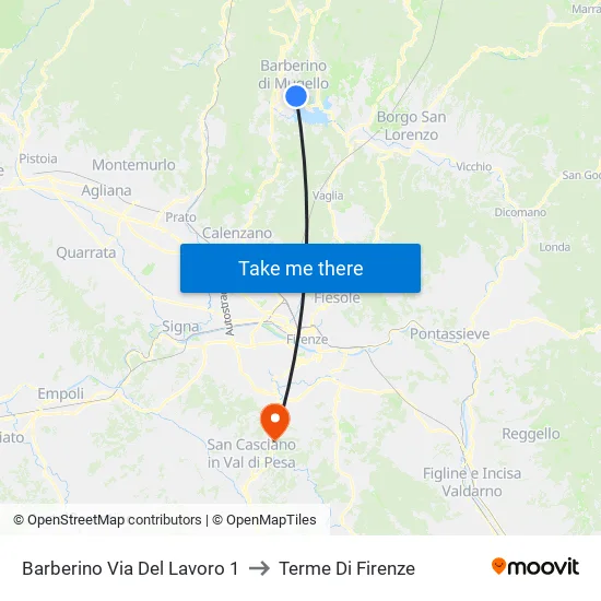 Via Del Lavoro 1 - Barberino to Florence Thermal Baths map