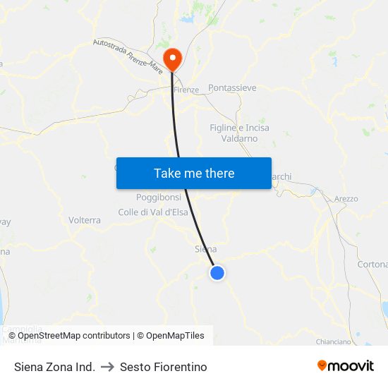 Siena Zona Ind. to Sesto Fiorentino map