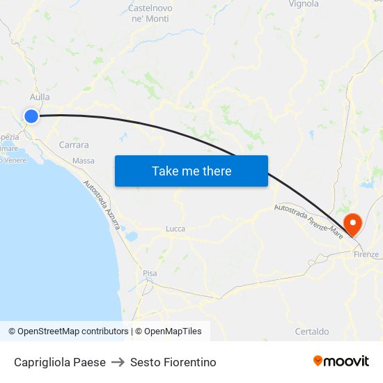 Caprigliola Paese to Sesto Fiorentino map
