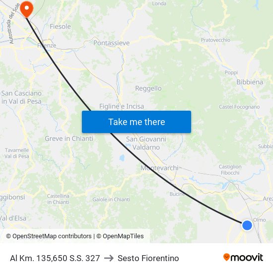 Al Km. 135,650 S.S. 327 to Sesto Fiorentino map