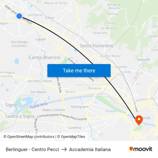 Berlinguer - Pecci Center to Italian Academy map
