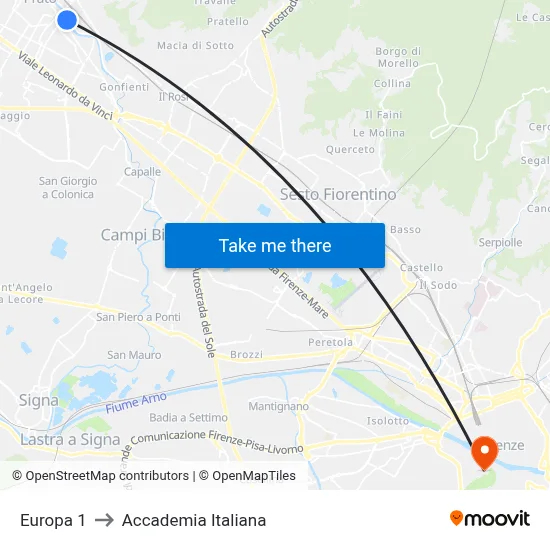 Europe 1 to Italian Academy map