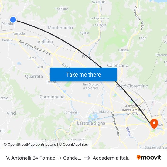 V. Antonelli Bv Fornaci -> Candeglia to Accademia Italiana map