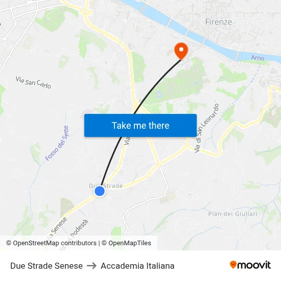 Two Roads Siena to Italian Academy map