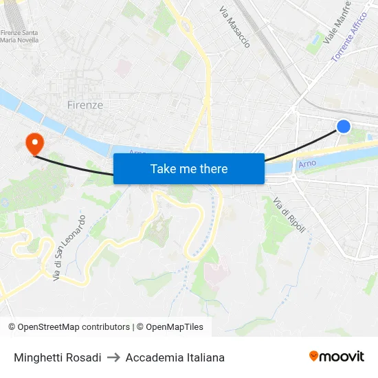 Minghetti Rosadi to Italian Academy map