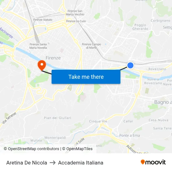 Aretina De Nicola to Italian Academy map