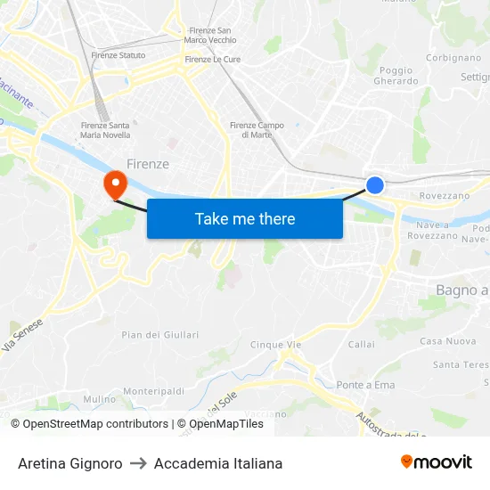 Aretina Gignoro to Italian Academy map
