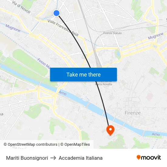 Mariti Buonsignori to Italian Academy map