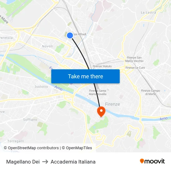 Magellan Street to Italian Academy map