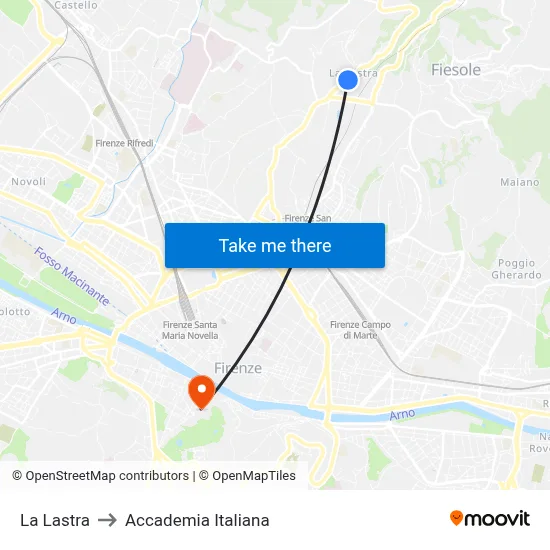 La Lastra to Italian Academy map