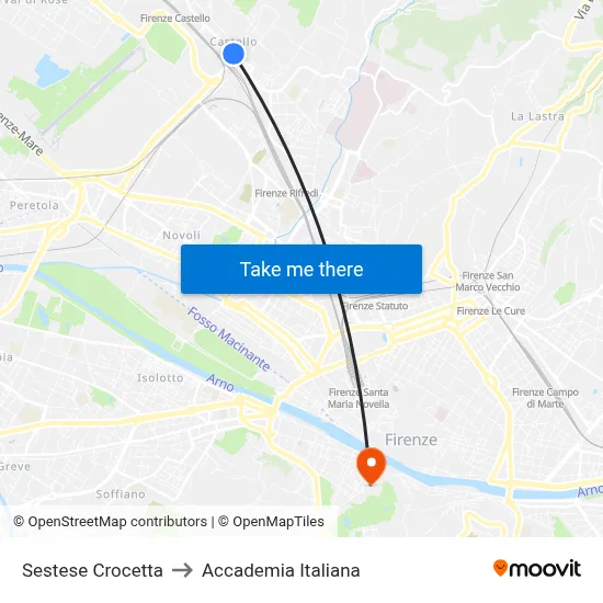 Sestese Crocetta to Italian Academy map