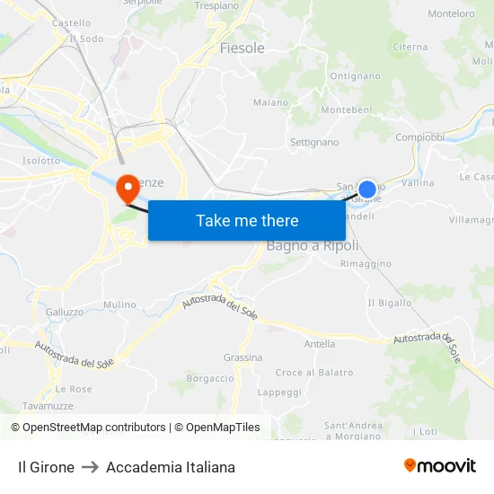 Il Girone to Accademia Italiana map