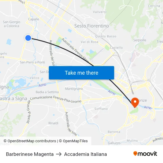 Barberinese Magenta to Italian Academy map