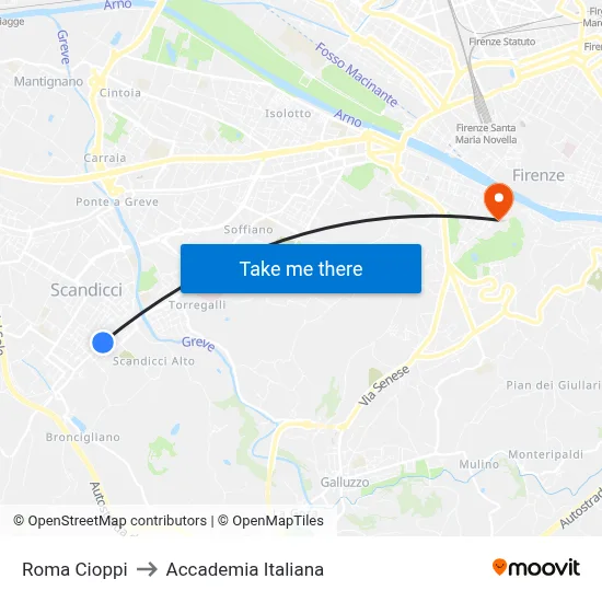 Roma Cioppi to Italian Academy map