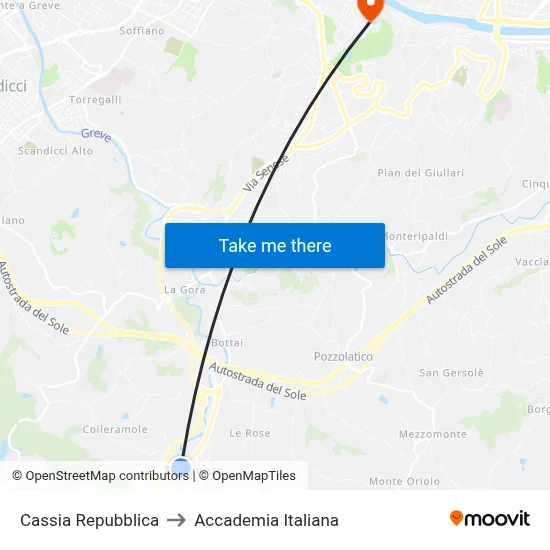 Cassia Repubblica to Italian Academy map